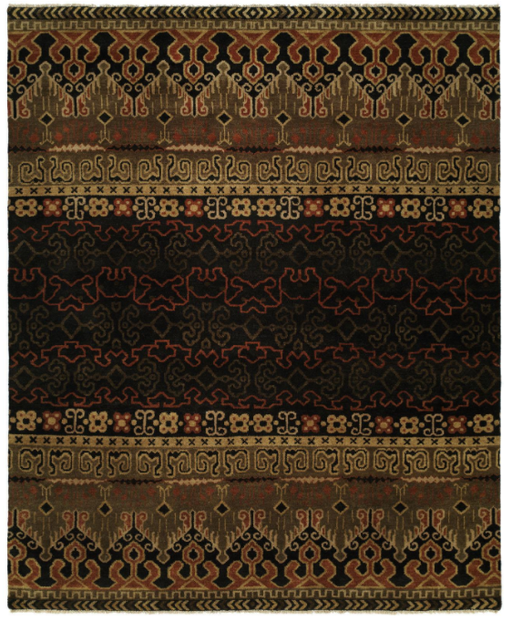 Guild 056 Black / Rust Tones Handknotted Rug