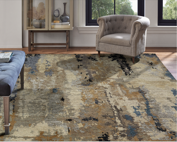 Marlowe 950 Tans/Blues Handknotted Rug