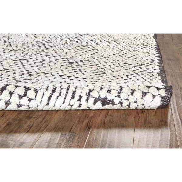 High Low Textured Handknotted Rug Charcoal / White