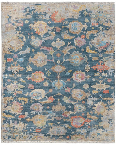 Navy / Multi-colored Oushak Style Rug