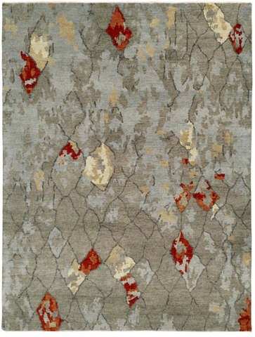 Bryce 805 Greige/Slate Abstract Handknotted Rug
