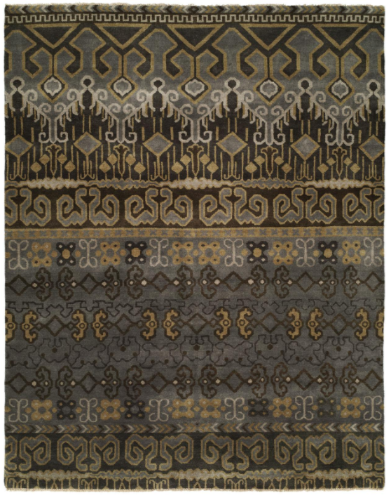 Guild 055 Slate Grey / Brown Handknotted Rug