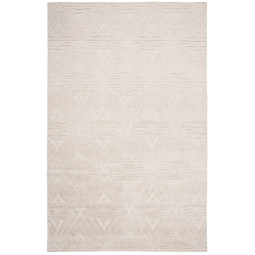 High Low Textured Handknotted Rug Natural / Ivory