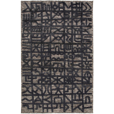 High Low Textured Handknotted Rug Indigo / Charcoal