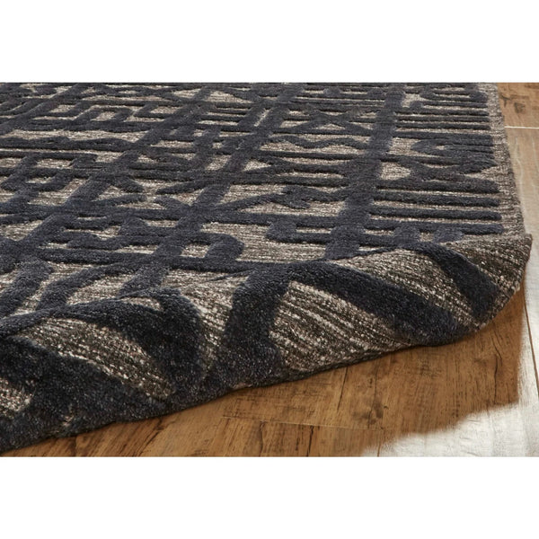 High Low Textured Handknotted Rug Indigo / Charcoal