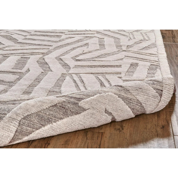 High Low Textured Handknotted Rug Ivory / Grey