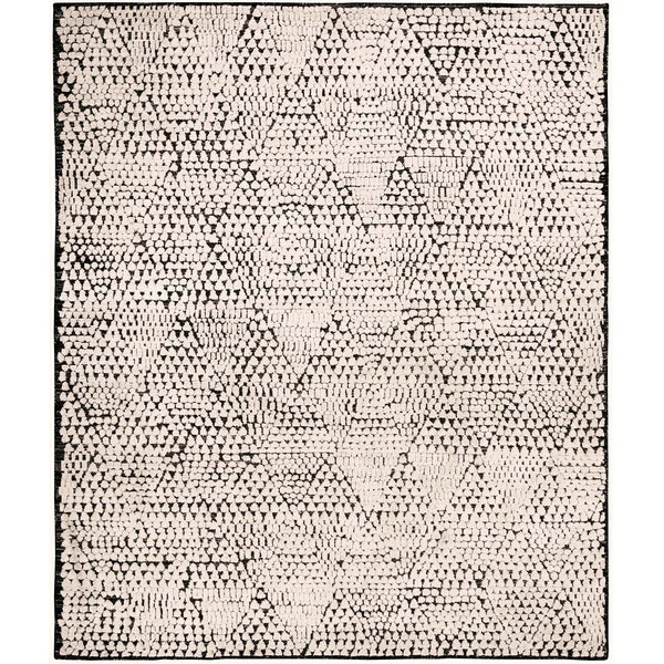High Low Textured Handknotted Rug Charcoal / White