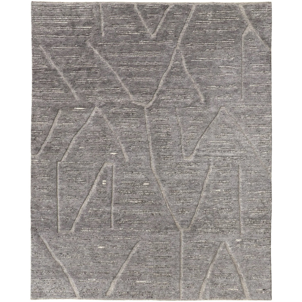 High Low Textured Handknotted Rug Grey