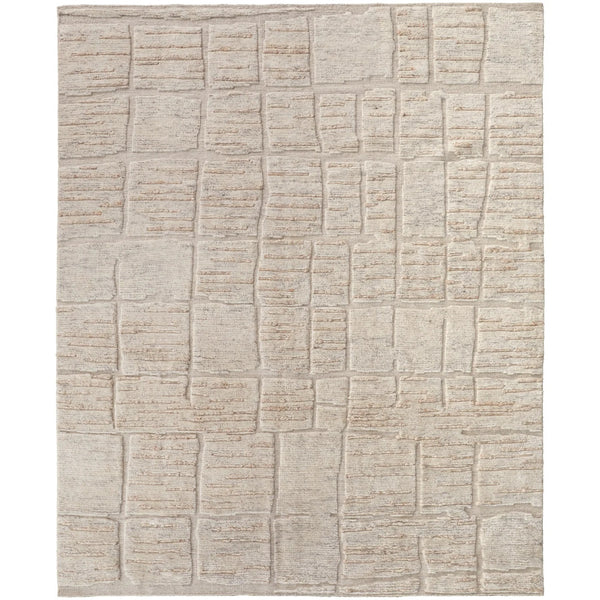 High Low Textured Handknotted Rug Natural Undyed Wool