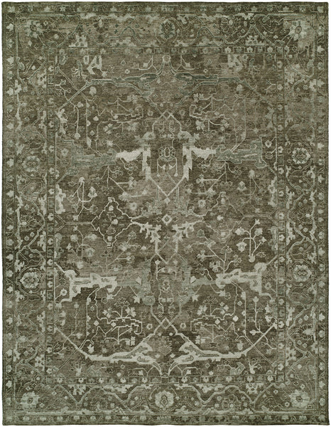 Wool and Bamboo Silk Oushak Taupe