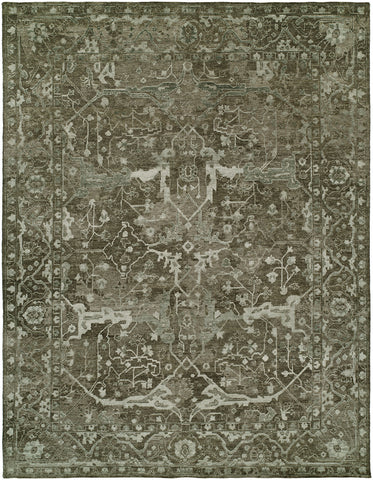Wool and Bamboo Silk Oushak Taupe