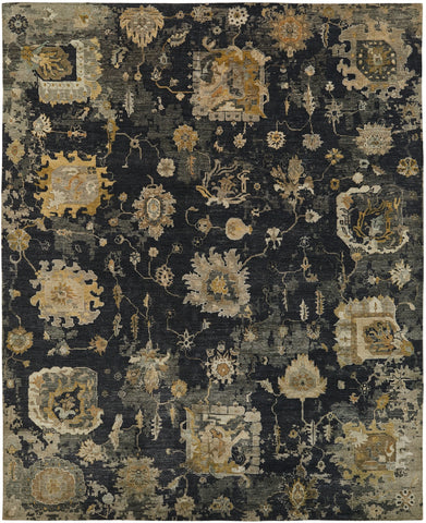Terra 095 Almost Black Handknotted Rug